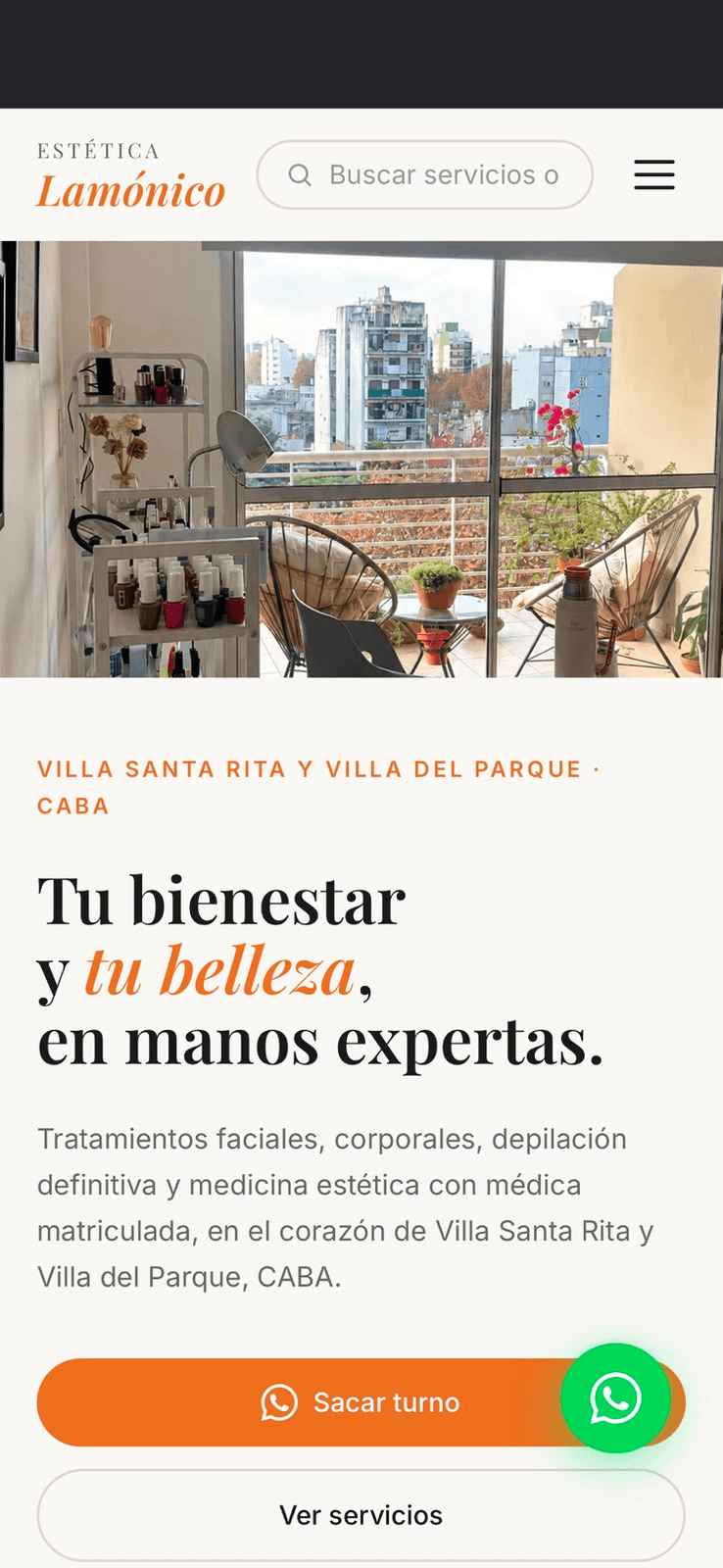 Portada en versión móvil